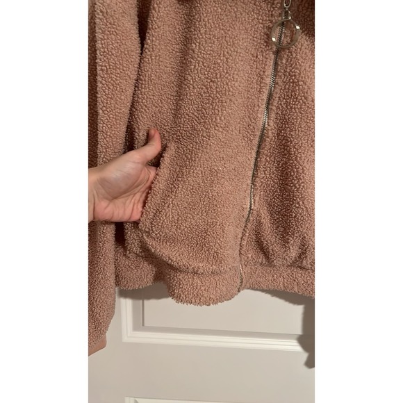 LULUs Willett Blush Pink Cropped Teddy Jacket size m - Picture 5 of 8